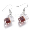 Resin Draft Beer Dangle Earring EJEW-N0030-01A-P-1