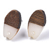 Opaque Resin & Walnut Wood Stud Earring Findings MAK-N032-010A-B04-2