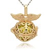 Golden Tone Brass Hollow Round Cage Pendants KK-J237-01G-1