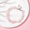 Natural Rose Quartz Chips Beaded Bracelet BJEW-JB09686-02-4