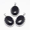 Natural Black Agate Pendants G-D851-13-1