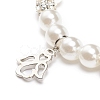 ABS Plastic Imitation Pearl  & Rhinestone Beaded Stretch Bracelet with Alloy Charm for Women BJEW-JB08526-03-5