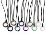Natural Mixed Stone Ring Pendant Necklace with Waxed Cords NJEW-R262-01B-1