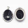 Natural Black Striped Agate/Banded Agate  Pendants G-D851-18-2