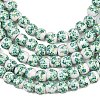 Handmade Flower Printed Porcelain Ceramic Beads Strands PORC-M005-6mm-07-2
