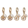 2 Pairs 2 Styles 304 Stainless Steel & Natural Shell Hoop Earrings EJEW-JE06946-3