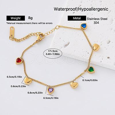 304 Stainless Steel Colorful Rhinestone Charm Bracelets EA0666-6-1