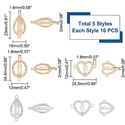 50pcs 5 styles Religion Alloy Connector Charms FIND-UN0002-29-1
