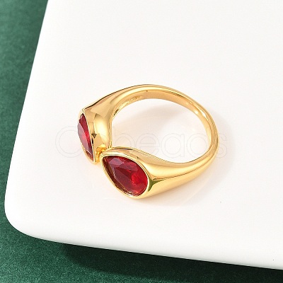 304 Stainless Steel with Glass Cuff Open Rings RJEW-Z125-03G-02-1