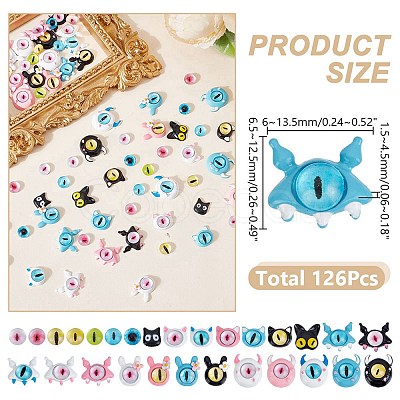126Pcs 28 Styles Spray Printed Alloy Cabochons MRMJ-AR0001-25-1