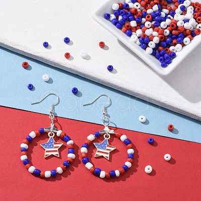 50Pcs Independence Day Light Gold Plated Alloy Enamel Pendants ENAM-LS0001-08LG-1