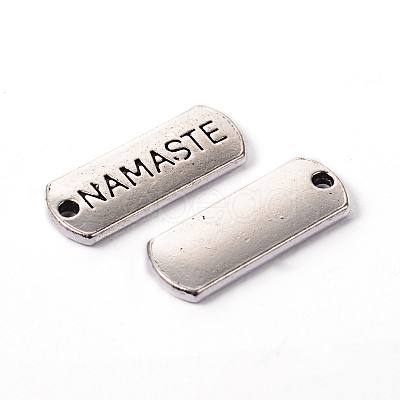 Tibetan Style Alloy Rectangle with Word Namaste Pendants LS-TIBEP-Q043-067-RS-1