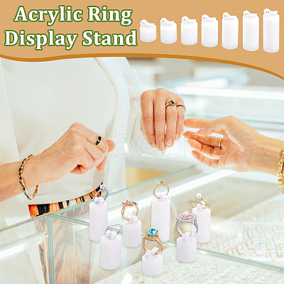 7Pcs 7 Sizes Acrylic Jewelry Finger Ring Displays Stands RDIS-WH0011-34B-1
