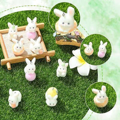 5Pcs 5 Styles Easter Opaque Resin Pendants RESI-YW0002-15-1