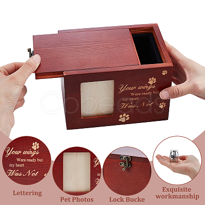 1Pc Wooden Pet Memorial Urn Box with Photo Frame CON-GA0001-43-1