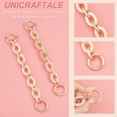 2Pcs Alloy with Acrylic Oval Link Purse Strap Extenders FIND-UN0003-17-1