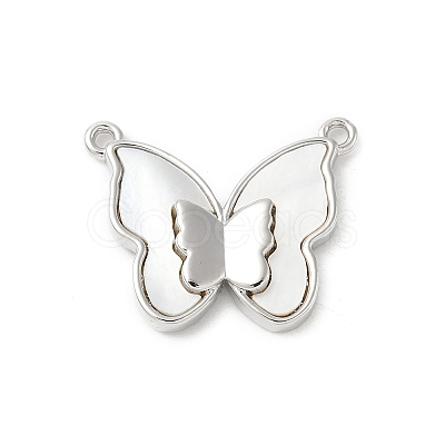 Brass Pave Natural White Shell Pendants KK-S522-19P-1