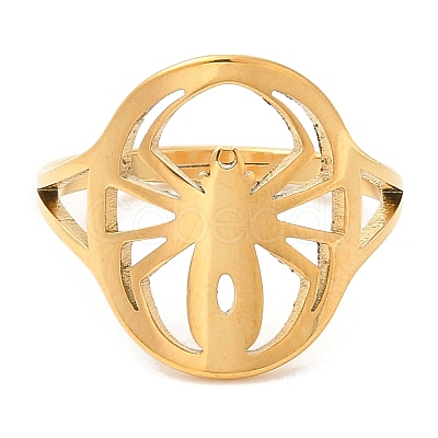 Ion Plating(IP) 304 Stainless Steel Hollow Spider Adjustable Ring for Women RJEW-M149-07G-1