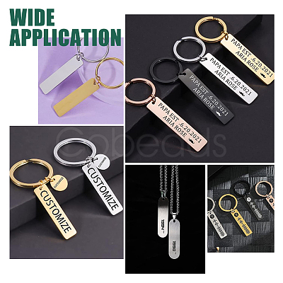 20Pcs 201 Stainless Steel Rectangle Stamping Blank Tag Pendants STAS-UN0063-43-1