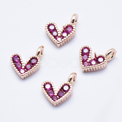 Brass Micro Pave Cubic Zirconia Charms ZIRC-J040-08RG-NR-1