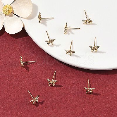 SHEGRACE Brass Micro Pave Clear Cubic Zirconia Stud Earrings XGRQ4N197-725G-1