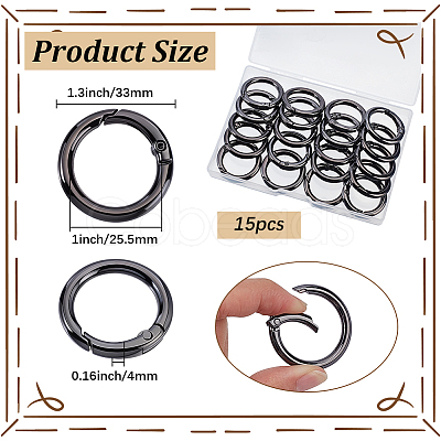15Pcs Zinc Alloy Spring Gate Rings FIND-BBC0005-01B-B-1
