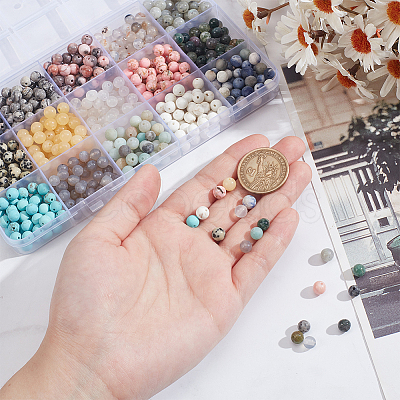 750Pcs 15 Styles Mixed  Gemstone Baeds G-NB0005-42D-1
