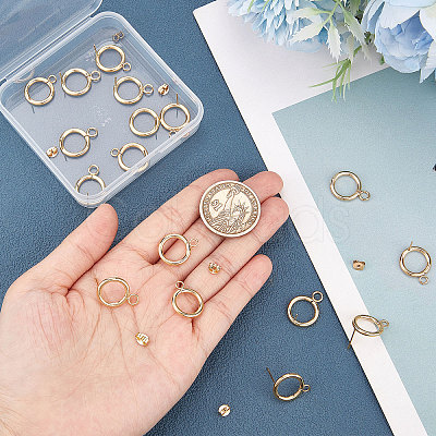 20Pcs 304 Stainless Steel Ring Stud Earring Findings STAS-BBC0001-76G-1