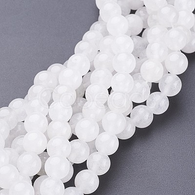 15.3 inch Natural White Jade Beads Strands X-GSR8mmC138-1