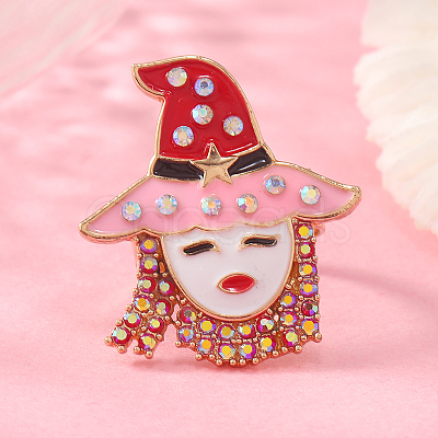 Unique Witch Alloy Rhinestone Cuff Rings HF0793-6-1