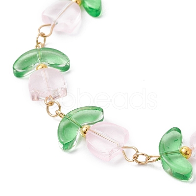 Glass Flower Beaded Bracelets BJEW-JB09788-01-1