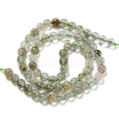 Natural Green Rutilated Quartz Beads Strands G-A219-A03-02-1