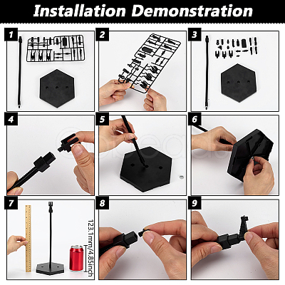 Adjustable Plastic Assembled Action Figure Display Holders with Hexagon Bases DIY-WH0043-157A-1