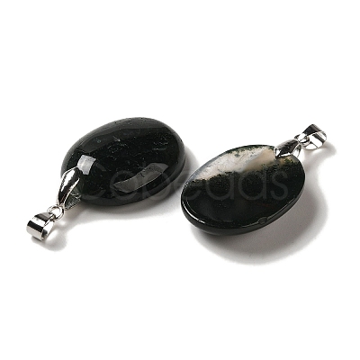 Natural Moss Agate Pendants G-Z055-03P-08-1