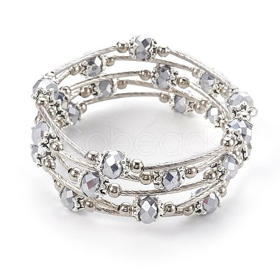 Electroplate Glass Wrap Bracelets BJEW-JB04018-1