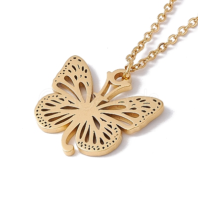 Initial Letter with Butterfly Pendant Necklace NJEW-C026-01G-J-1