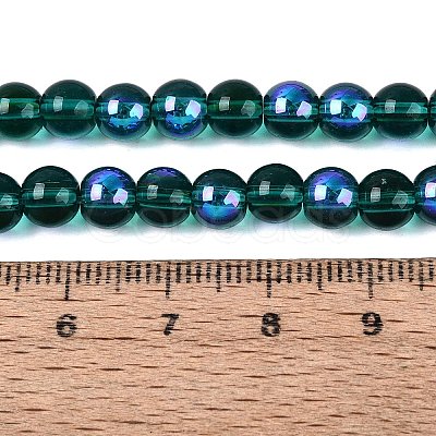 Transparent Electroplate Glass Beads Strands EGLA-Q132-6MM-01A-19-1
