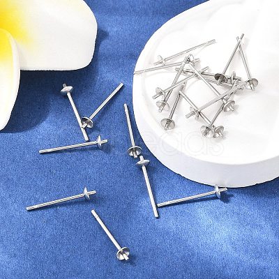 Tarnish Resistant Original Color Stainless Steel Stud Earring Findings X-STAS-Q036-1-1