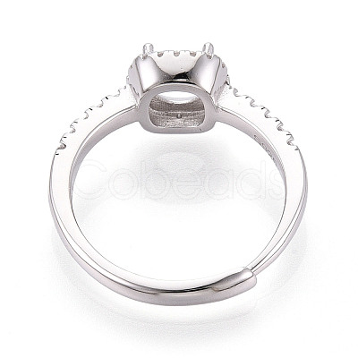 Rhodium Plated 925 Sterling Silver Micro Pave Cubic Zirconia Engagement Solitaire Adjustable Ring Settings STER-T008-13P-1