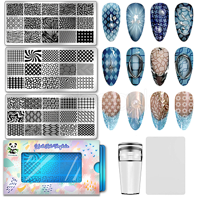 Stainless Steel DIY Nail Art Templates MRMJ-WH0092-208-1