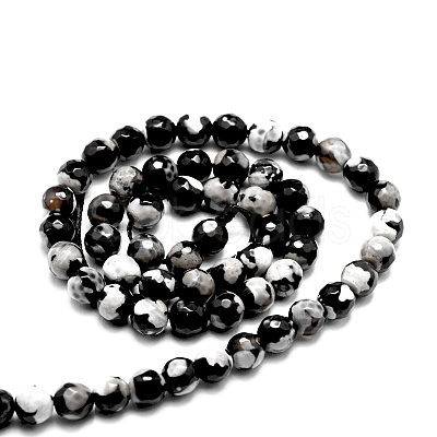 Faceted Natural Agate Round Beads Strands G-E318B-4mm-09-1