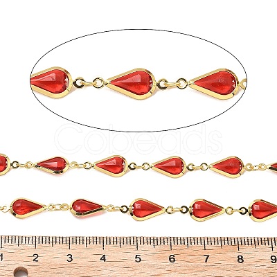 Brass Glass Teardrop Link Chains CHC-R001-04G-03-1