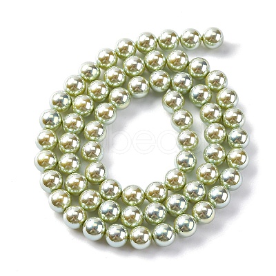 UV Plating Pearlized Glass Pearl Beads Strands GLAA-F128-01A-T14-1