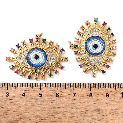 Rack Plating Brass Micro Pave Cubic Zirconia Pendants KK-H486-24G-03-1