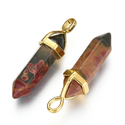 Natural Polychrome Jasper/Picasso Stone/Picasso Jasper Bullet Double Terminated Pointed Pendants LS-G-G902-B26-1
