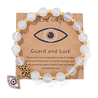 Natural Quartz Crystal Round Beads Stretch Bracelets FS-WG18FCB-09-1