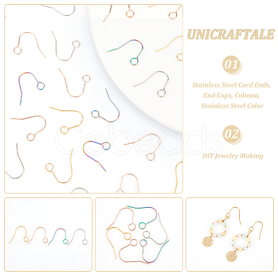 Unicraftale 56Pcs 4 Colors 304 Stainless Steel Earring Hooks STAS-UN0054-21-1