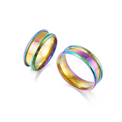 6Pcs 6 Style 201 Stainless Steel Engravable Grooved Finger Rings Set for Women RJEW-YS0001-02-1