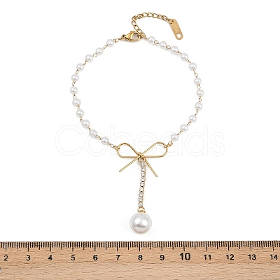 304 Stainless Steel & Crystal Rhinestone Charm Bracelets BJEW-G755-03G-1