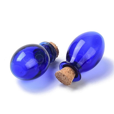 Oval Glass Cork Bottles Ornament AJEW-O032-03B-1